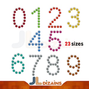 Dotted machine embroidery number set. Birthday numbers embroidery design set. Numbers embroidery design set. Machine embroidery design.