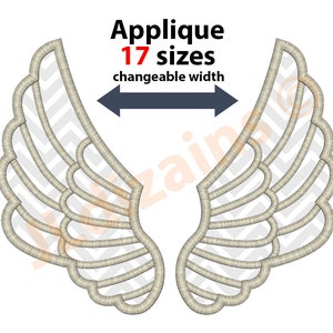 Alas applique diseño. diseño de la máquina de bordado autorrevelables Download- 17 tamaños. Alas del diseño del bordado