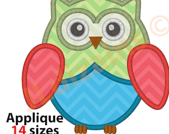 Cute Owl Embroidery Applique Design – Machine Embroidery Files in 14 Sizes – Instant Download – Owl Applique Pattern.