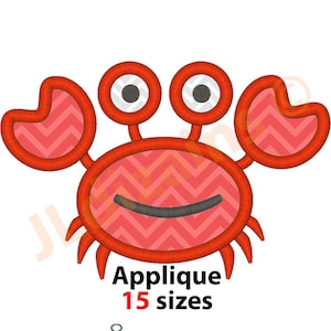 Crab Applique Design. Crab embroidery design. Embroidery applique crab. Red crab embroidery. Beach crab embroidery Machine embroidery design