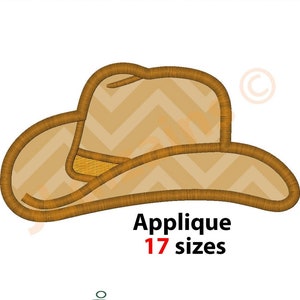 Cowboy Hat Applique Embroidery Design – Stetson Hat Machine Embroidery Files – Western Cowboy Applique in 17 sizes – Instant Download