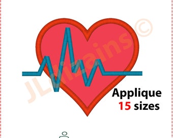 3 sizes Heartbeat Love Music Machine Embroidery Design