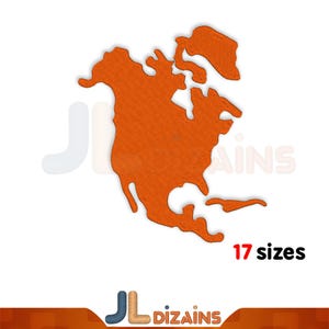 Noord-Amerika borduurontwerp. Noord-Amerikaans continent borduursteek met vulsteek. Geborduurde kaart van Noord-Amerika. Machineborduurontwerp.