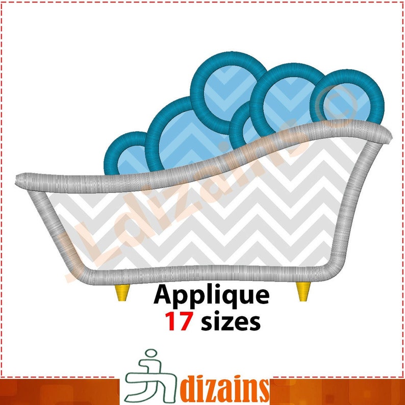 Bathtub Applique Design. Bath Embroidery Design. Bath Applique Etsy