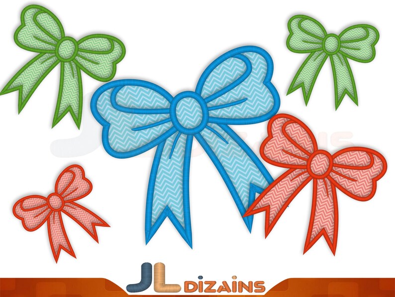 Bow machine embroidery design