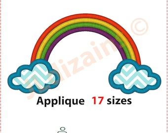 Rainbow Applique Design. Rainbow embroidery design. Embroidery applique rainbow. Cloud applique. Cloud embroidery. Machine embroidery design