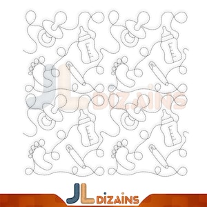 Baby quilting embroidery pattern. Quilt block design. Machine embroidery.