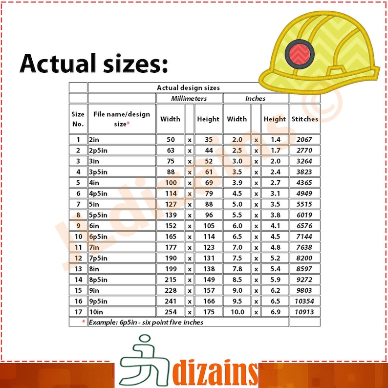 Construction Helmet Applique Design. Hard hat embroidery Etsy