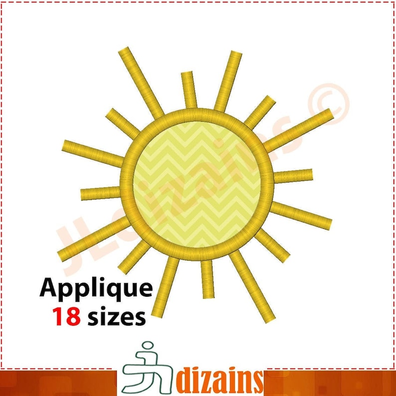 Sun embroidery design. Machine embroidery design.