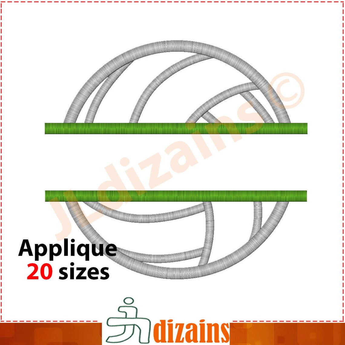 Split Volleyball Applique Design. Split Volleyball Embroidery Etsy