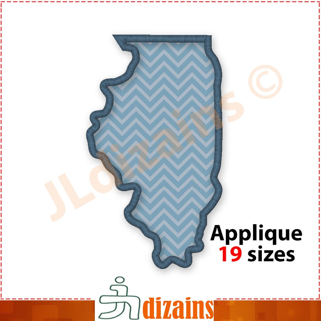 Illinois State Applique Embroidery Design. Machine Embroidery Design
