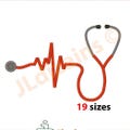 Stethoscope Heartbeat Embroidery Design - Medical EKG Pulse Machine Embroidery File - Nurse & Doctor Appreciation Gift - 19 Sizes Included