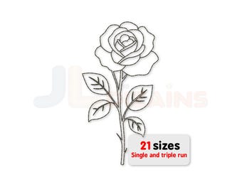 Rose embroidery design. Flower machine embroidery design. Instant download and 21 sizes included.