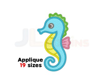 Seahorse Applique Embroidery Design. Nautical Summer Machine Embroidery Pattern. Under the Sea Applique. 19 Sizes and Instant Download.