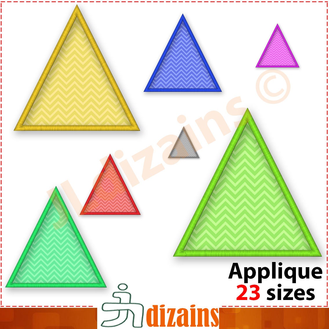 Triangle Applique Embroidery Design. Triangle Embroidery Etsy