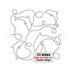 Dolphins Edge to Edge Quilting: Ocean Sea Life Continuous Line Embroidery Design for Longarm & Embroidery Machines, Nautical Marine Quilting