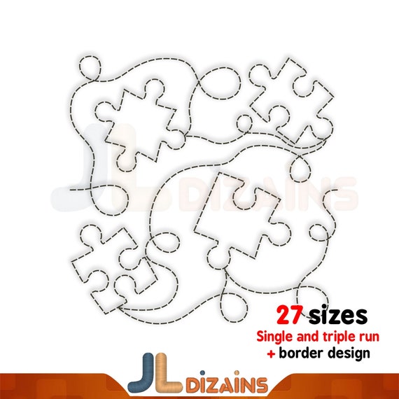 Puzzle Edge to Edge Quilting: Puzzle Pieces Continuous Line Quilt block Design for Longarm & Home Embroidery Machines. Instant Download.