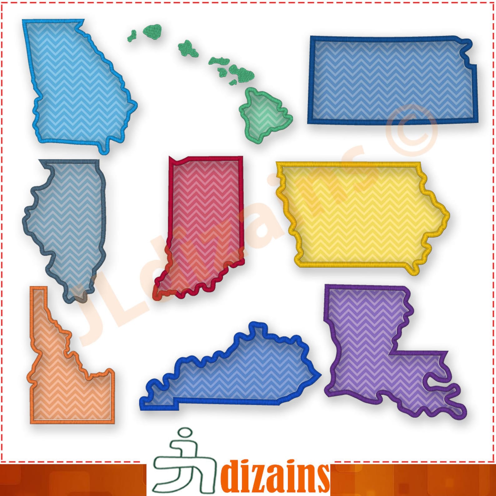 US States Applique Embroidery Designs. USA Map Applique. USA Etsy