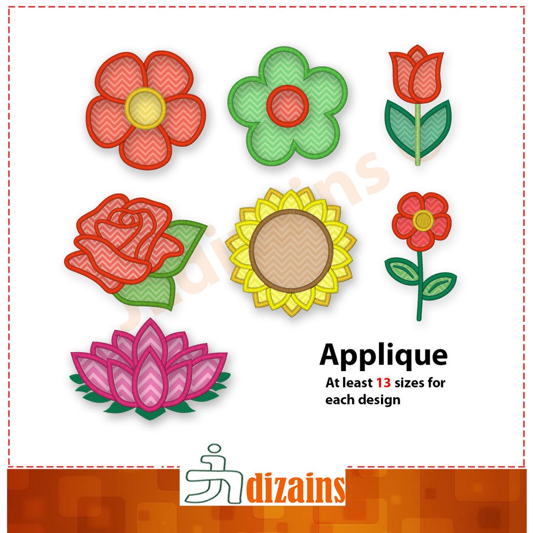 Flower Applique Embroidery Design SET. Embroidery Designs Flower. Rose