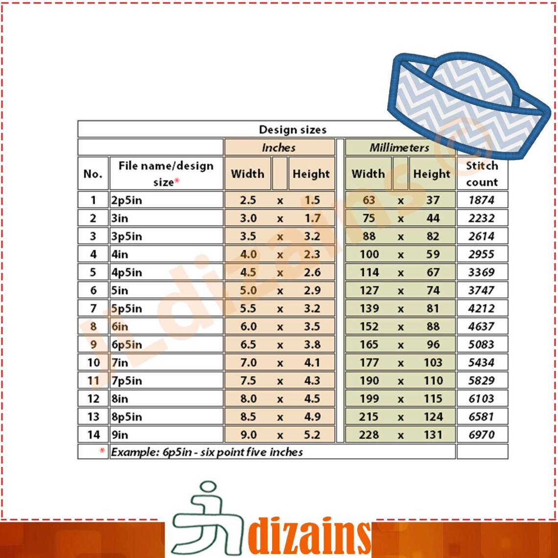 Sailor Hat Applique Design. Sailor Hat Embroidery Design. Etsy