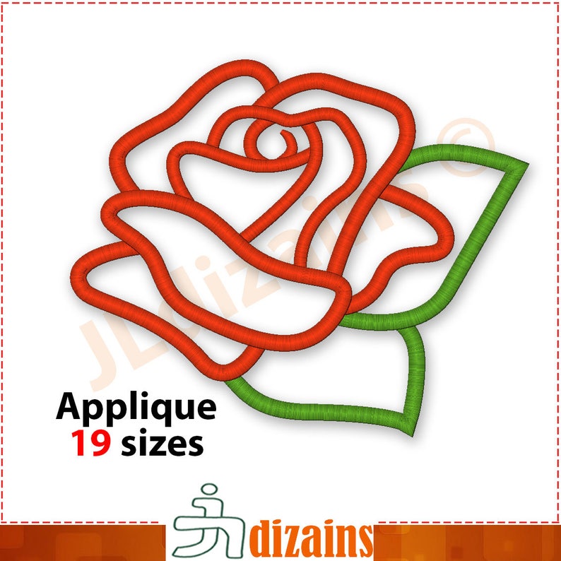 Rose Embroidery Applique Design. Rose Embroidery Designs. Rose Etsy