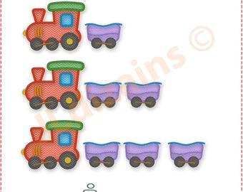 Tren de apliques bordados de diseño. Diseño de bordados de trenes. Diseño de apliques de tren. Máquina de bordado de vagones de vagones.
