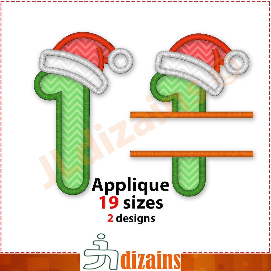 Christmas Number One Applique Embroidery Design. My First Christmas