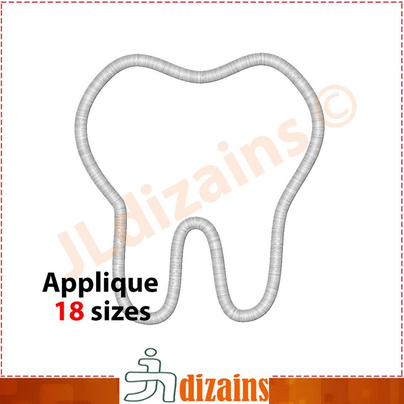 Tooth Applique Design. Tooth Embroidery Design. Teeth Applique Design ...