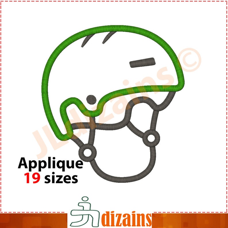 Helmet Applique Design. Helmet Embroidery Design. Skater Etsy
