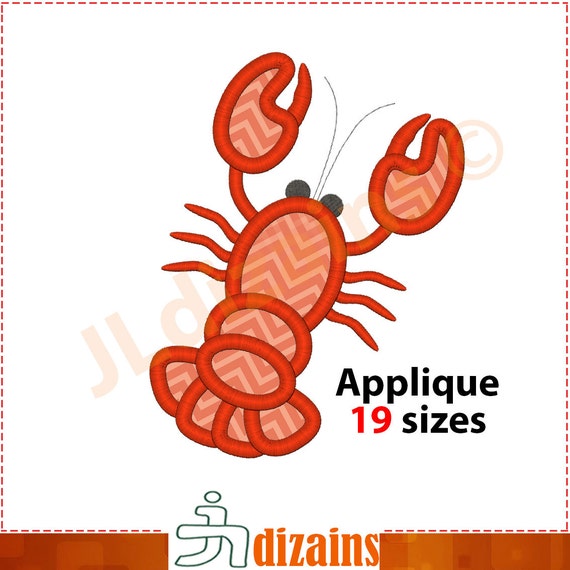 Crayfish Applique Embroidery Design. Lobster Embroidery design. Crawfish embroidery. Lobster applique embroidery. Machine embroidery design.