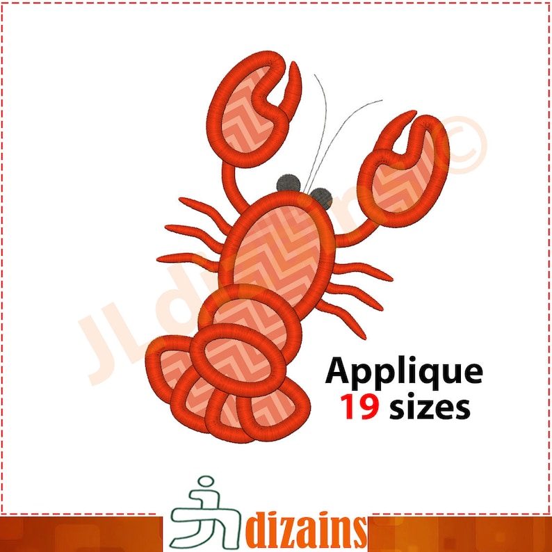 Crayfish embroidery design. Machine embroidery design.