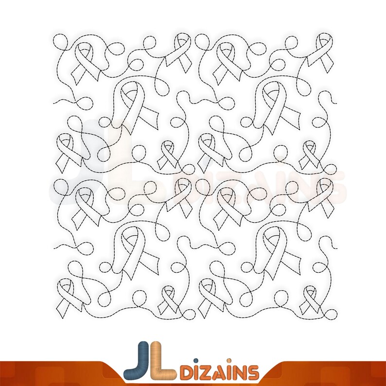 Cancer ribbon quilt block embroidery Cancer awareness machine embroidery design. Awareness Ribbon quilt block machine embroidery design