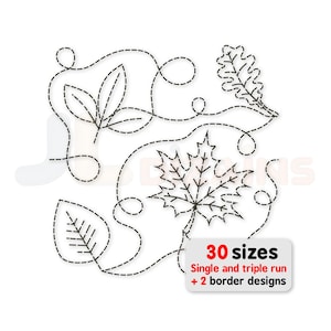 Herfstbladeren quiltmachine borduurwerk ontwerpen. Laat quiltblokborduurwerk achter. Doorlopend quiltpatroon van rand tot rand.