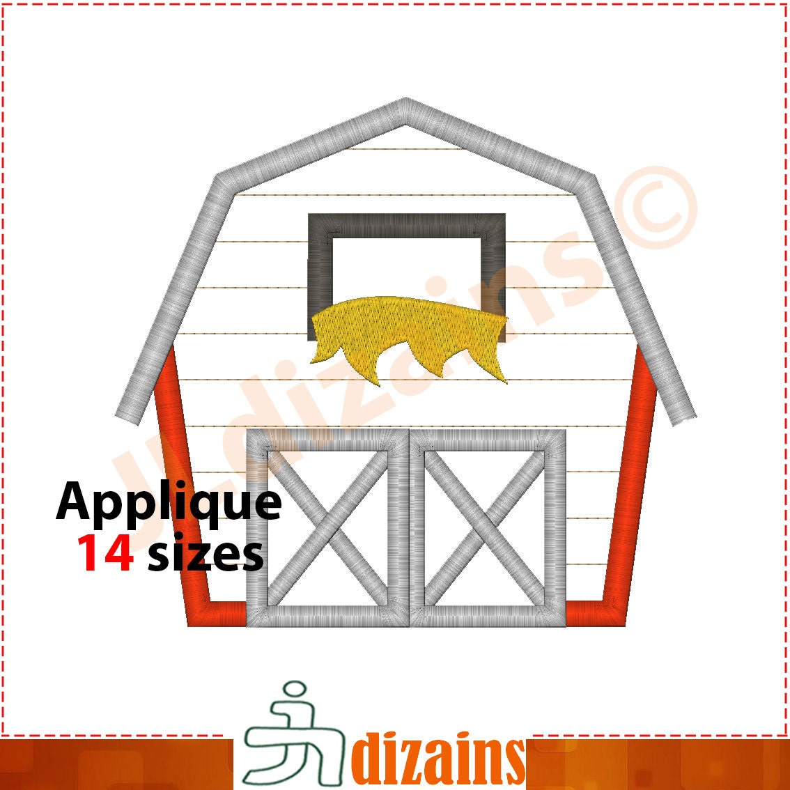 Barn Applique Design. Barn Embroidery Design. Embroidery Design Barn ...