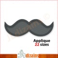 Mustache Embroidery Design. Mustache applique machine embroidery design.