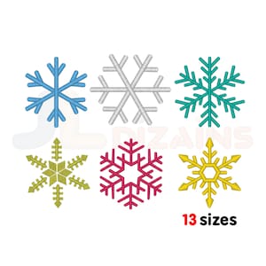 Snowflake Embroidery Designs. Machine embroidery design bundle with instant download files. 6 Mini to large embroidery snowflakes.