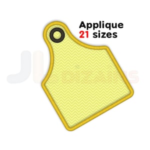 Cattle Ear Tag Applique Embroidery Design, Farm Animal Embroidery Pattern, Cow Tag Design, 21 Sizes