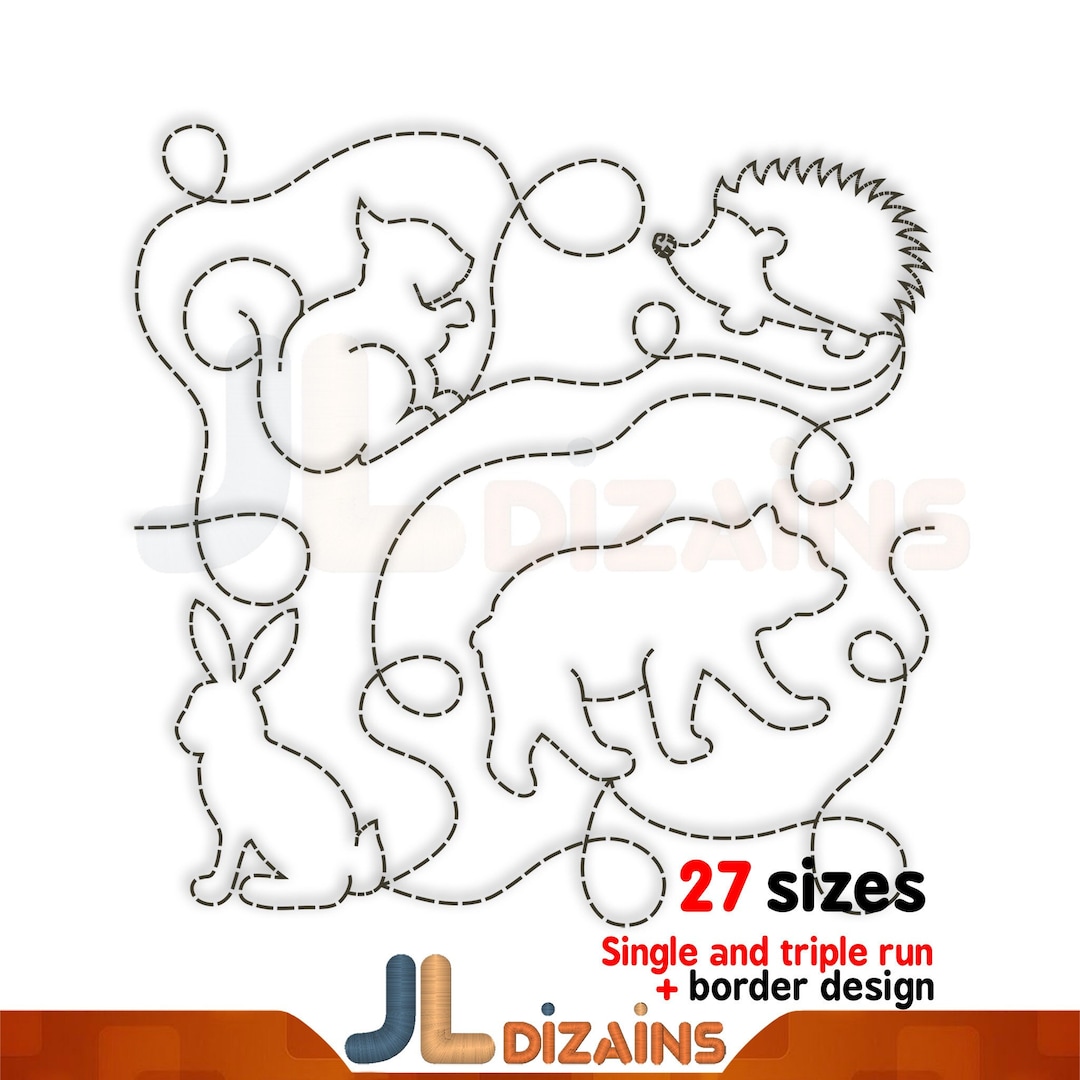 Woodland Animals Quilting Embroidery Design. Forest Animals Quilt Block ...