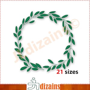 Leaf Wreath Embroidery Design. Laurel wreath embroidery design. Wreath monogram embroidery. Leaves embroidery. Machine embroidery design