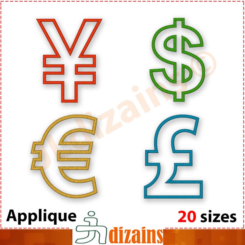 Dollar Applique Emroidery Design. Euro Applique Embroidery Etsy