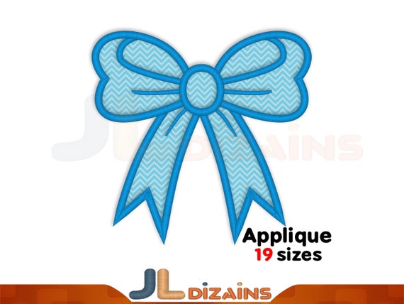 Side bow applique embroidery design. Trendy side bow embroidery design in 19 sizes for machine embroidery. Sweatshirt embroidery design.