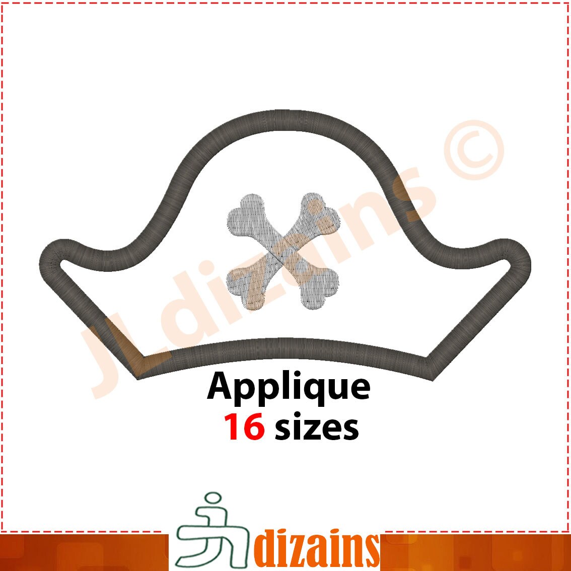 Pirate Hat Applique Design. Pirate Hat Embroidery Design. Etsy