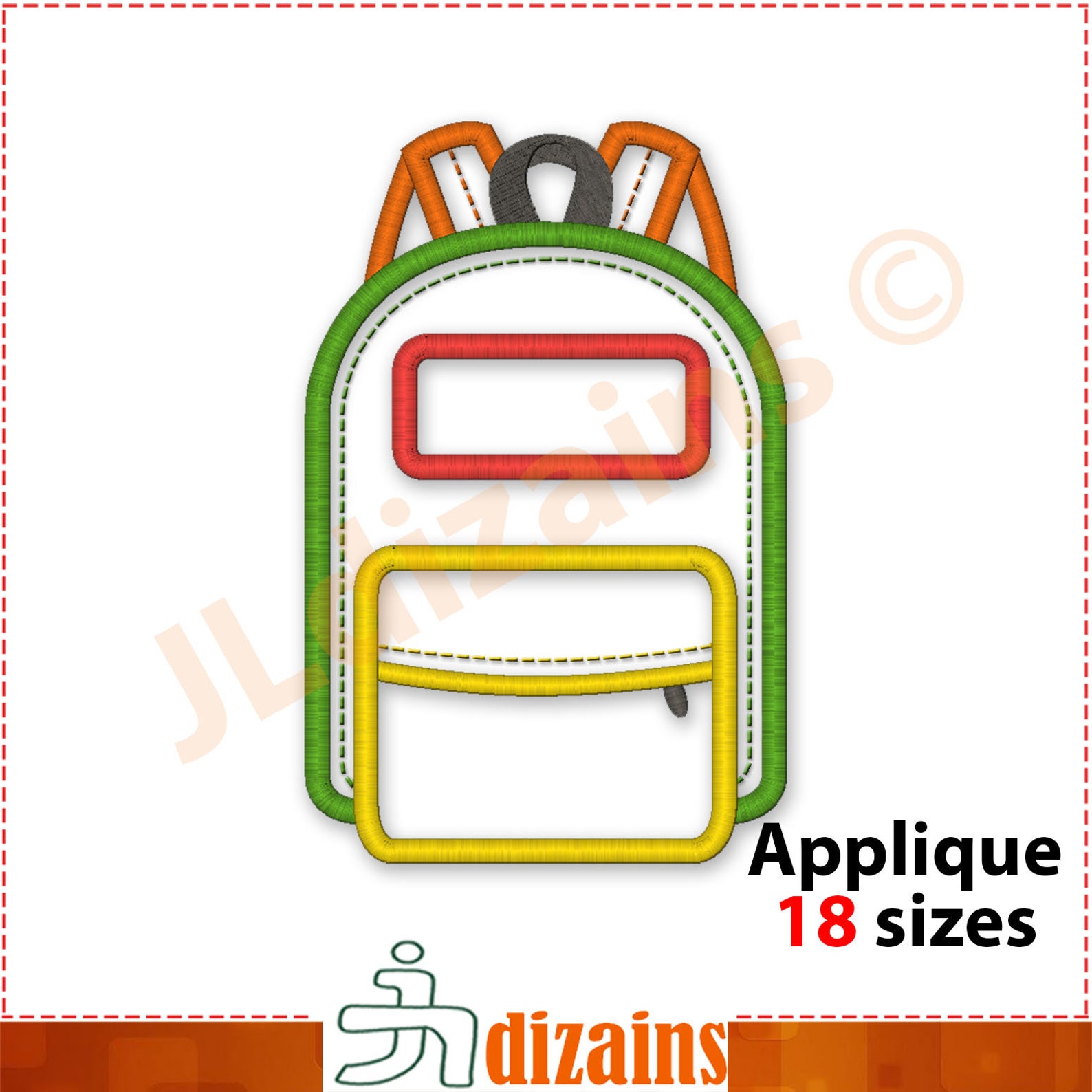 Backpack Embroidery Applique Design. Bag Embroidery Design. Etsy