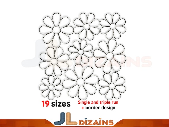 Flower Quilt Embroidery Design - 26 Quilt Block Sizes for Machine Embroidery - Quilting Pattern & Border Design Included.