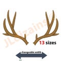 Antlers embroidery design. Changeable width and separate sides of antlers included. Mini to large sizes - 13 sizes in total.