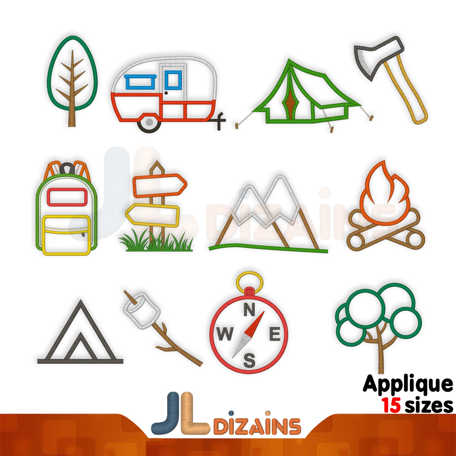 Camping Embroidery Applique Design Set. Camping Applique Etsy