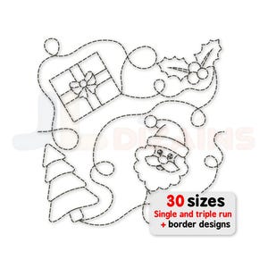 Christmas quilting embroidery design. Santa quilting edge to edge design. Continuous quilt machine embroidery pattern. Instant download.
