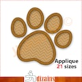 Paw Print Embroidery Design. Applique type Paw print machine embroidery design with multiple sizes for small and large embroidery projects.