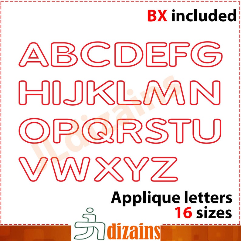 Alphabet Applique Design. Machine Embroidery Design font in 16 sizes . image 3