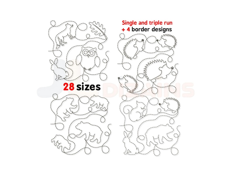 Forest Animals Edge to Edge Quilting Design Bundle. Woodland Quilt ...